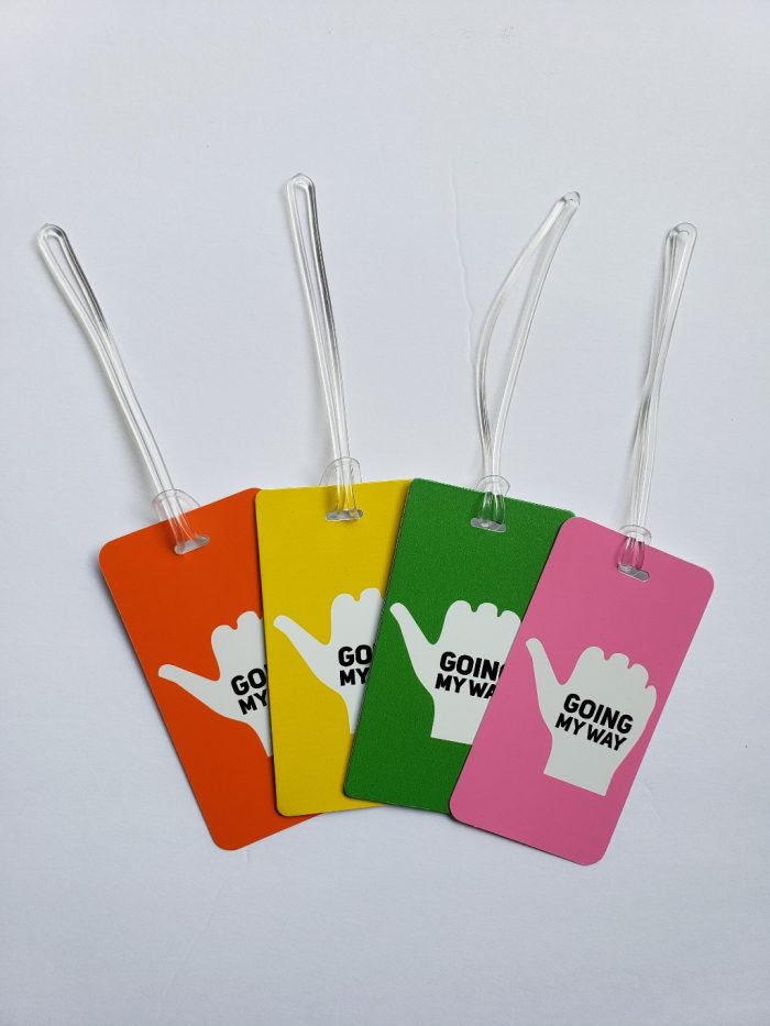 SpotMe Luggage Tag - Family Shot: Yellow, Pink, Orange and Green