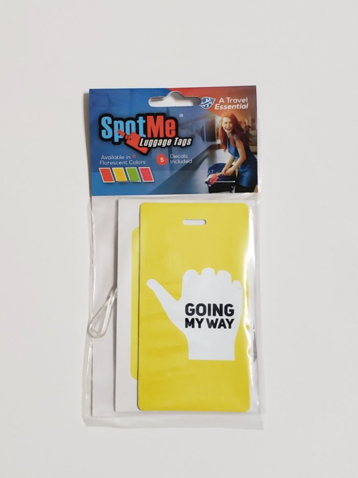 Spot Me Luggage Tags - Packaged Yellow