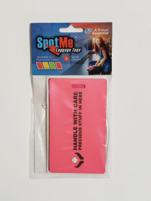 Spot Me Luggage Tags - Packaged Pink